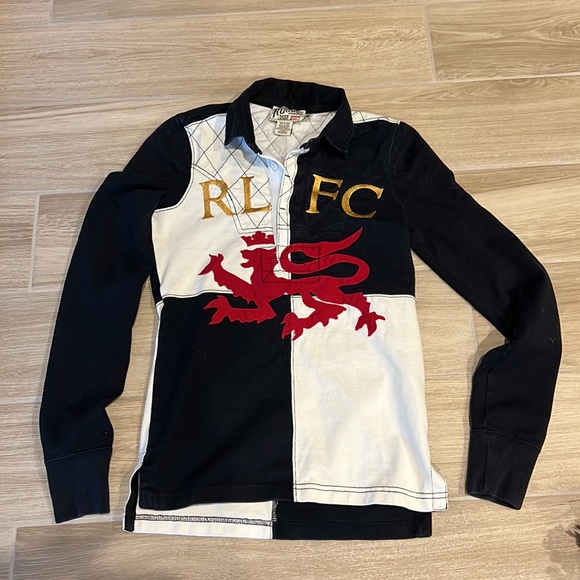 Ralph Lauren Vintage Rugby Polo XS RL FC quilted top Rare Football Club Preppy - Picture 9 of 9